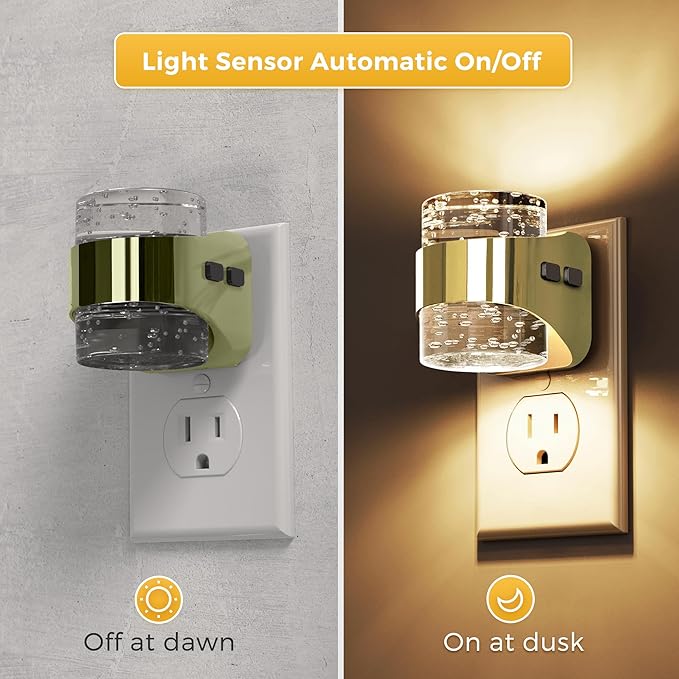 L LOHAS LED 2 Pack 3CCT Night Lights Plug into Wall, 3000K/4000k/5000K Adjustable Color Temperature Night Light,Bubble Nightlight with Dusk to Dawn Sensor for Rooms Bathroom Hallway