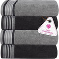 CASA COPENHAGEN He & She 4Pcs 100% Egyptian Cotton Large Designer Towels Gift Set- Grey Violet - Pine Grey, 550 GSM, 55"x27", 4Bath Towels for Bathroom (Box Pack, Set for Women & Men)