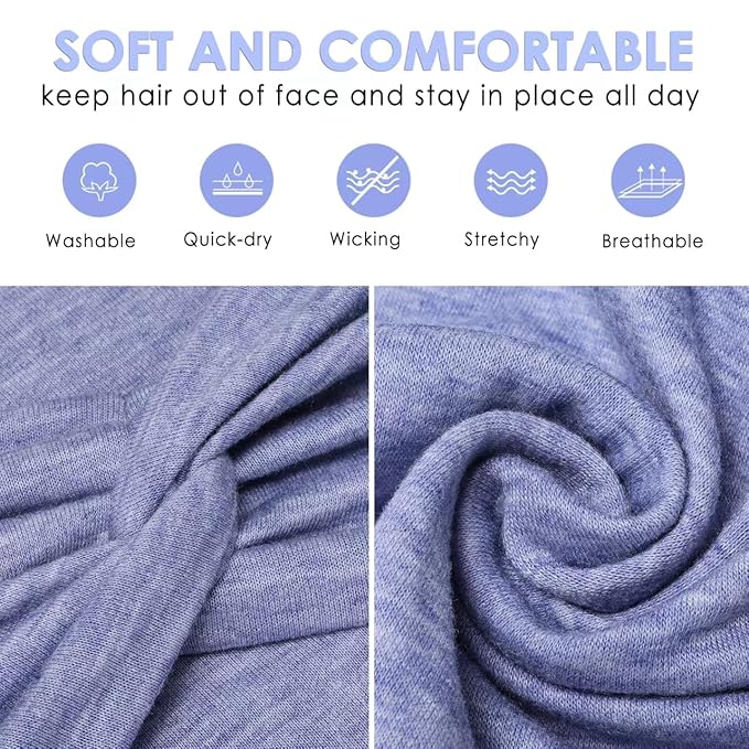 HAUHC Extra Wide Headbands for Women, 7'' Large Cotton Like Turban Knotted Bandana Head Bands for Women Non Slip, Boho Headbands for Women's Hair (6Pcs Bright Colors, Extra Large 7" Wide)