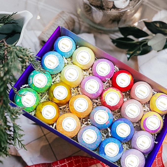Fafamara Bath Bombs Gift Set - 24 Pcs Handmade, Natural & Organic Essential Oil Bubble Bath for Women and Girls