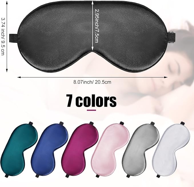 Tarpop 12 Pcs Silk Sleep Eye Mask with Adjustable Strap Eye Cover for Sleeping Blindfold for Women Men Travel Rest