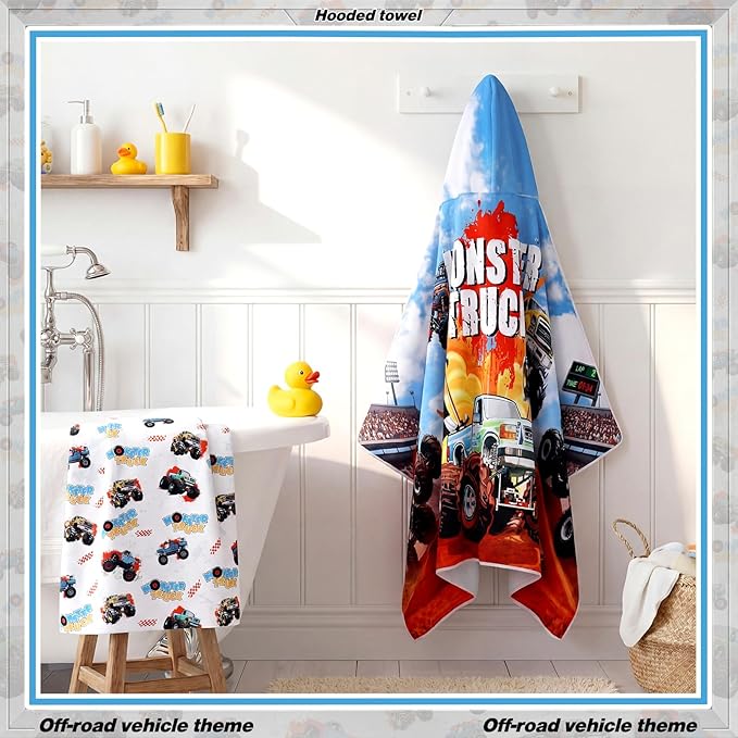 Peryiter 2 Pcs Truck Beach Towel Quick Dry Towels Swimming Bath Shower Pool Travel Trips Vacations Absorbent Soft Beach Blanket, 50 x 30 Inches