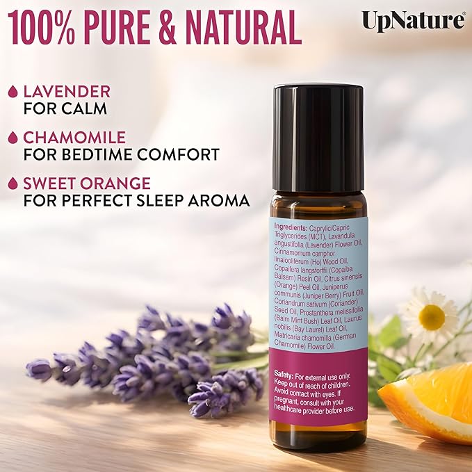 UpNature Dream Sleep Essential Oil Roll On – Natural Sleeping Blend with Lavender, Chamomile Aromatherapy Oils