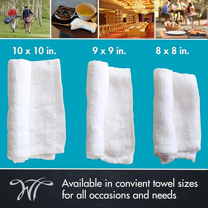 White Towel Services 8" x 8in Moist Cotton Towel Individually Wrapped - Lemon and Peach-Mango (Case of 100) - Single-Use Oshibori Style Cotton Hospitality Towels