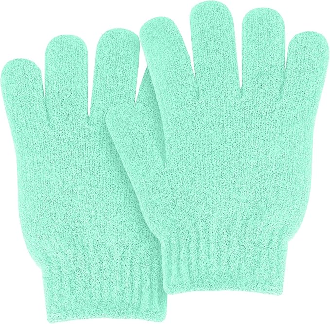 MOLOPPO 2 PCS Exfoliating Glove, Scrub Gloves Exfoliating, loofah, Body Exfoliator, Bath Gloves（Cyan）