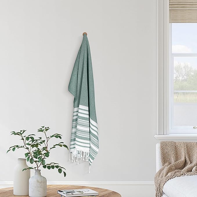 Goroly Home Cotton Turkish Peshtemal Beach Towel, Extra Large, Thin Quick Dry Sand Free Pool & Swim Towel, Bathing Blanket, Travel Essentials, (Pista Green, 36x71 Inches)