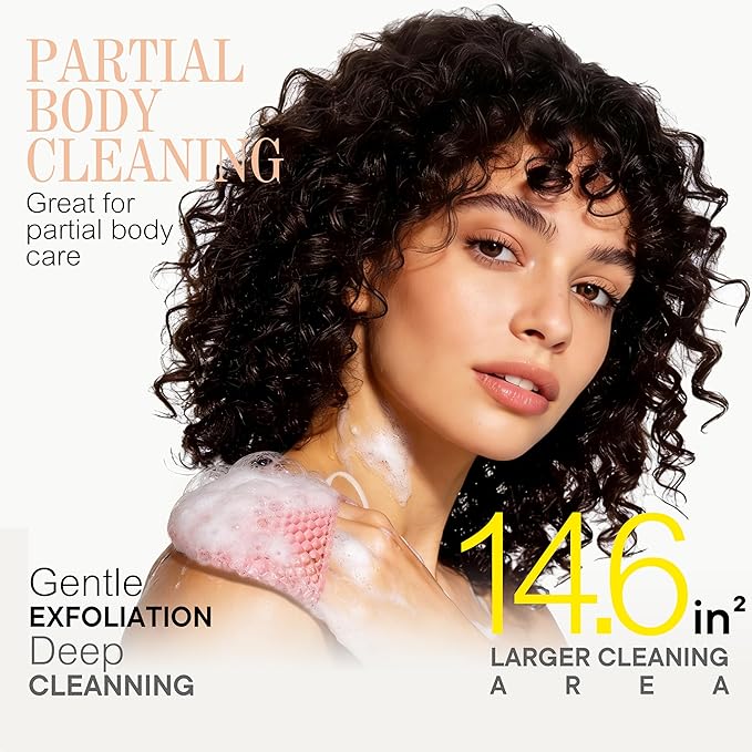 Facial Sponge - Deep Exfoliating Face Mitt, Honeycomb Face Exfoliator for Smoother, Younger Looking Skin, Dead and Dry Skin Remover for Men & Women, Pink