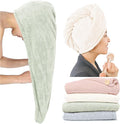 ROLSHOL Extra Large 4 Pack Microfiber Hair Towel Wrap for Women Super Absorbent & Quick Dry Hair Drying Towels with Button, Hair Turbans for Curly Hair Long & Short Hair - Anti-Frizz