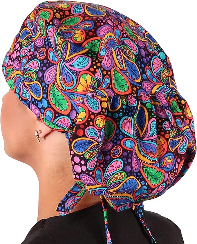 Sparkling EARTH Big Hair Ponytail Classic Surgical Style Scrub Working Cap - Made in The USA!!!