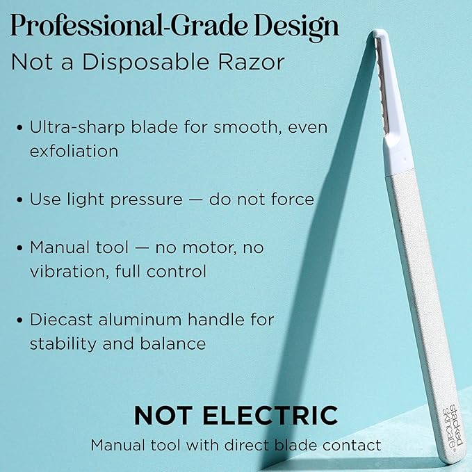 Professional-Grade Dermaplaning Tool – Designed for Precision Exfoliation with Light Pressure – Removes Peach Fuzz & Dead Skin