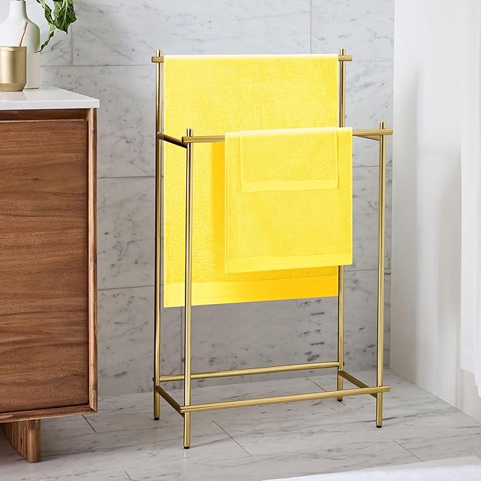 Ultra Soft 3 Pack Cotton Towel Set, Contains a Bath Towels 28x55 inch, a Hand Towels 16x24 inch & a Wash Coths 12x12 inch, Ideal Everyday use, Compact & Lightweight - Lime Yellow, Medium