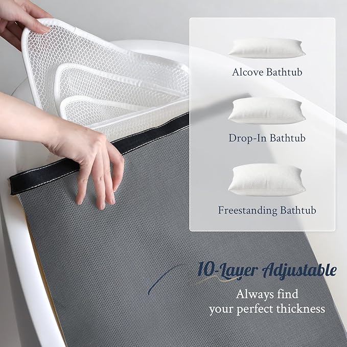 Luxury Bathtub Pillow, Gift for Christmas Birthday Mother's Day, Skin-Friendly Cushion, Support Back, Neck & Head, Non-Slip, Adjustable Thickness, Washable & Quick-Drying - Ideal for Home Spa Days