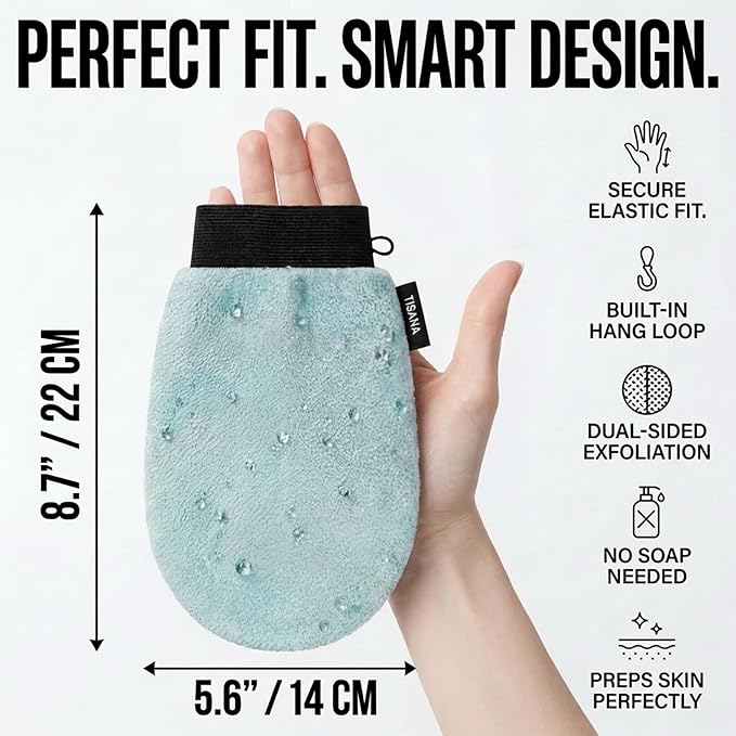 Exfoliating Glove for Shower – Dual-Sided Scrubber Mitt – Deep Exfoliation Washcloth Mittens – Dead Skin & Tan Remover for Body – Body & Face Exfoliator Loofah Wash Cloths for Showering (5-Pack)