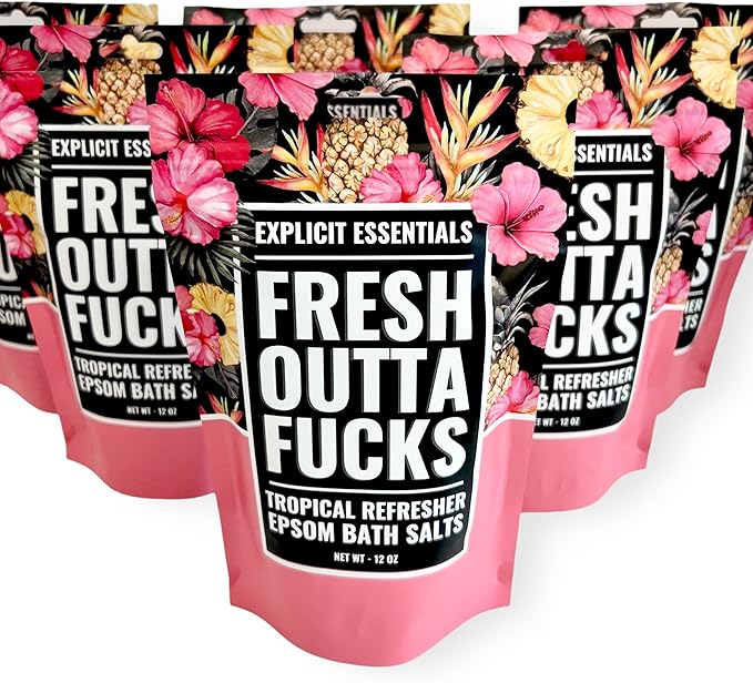 Explicit Essentials Tropical Refresher Epsom Bath Salts, 12 oz, Pink