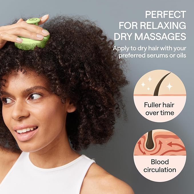 Silicone Scalp Scrubber for Dandruff – Serum, Balm, & Hair Oil Applicator – Scalp Massager Hair Growth for Men, Women – Shampoo Massager Brush or Head Scratcher – Alternative to Shower Comb (Green)