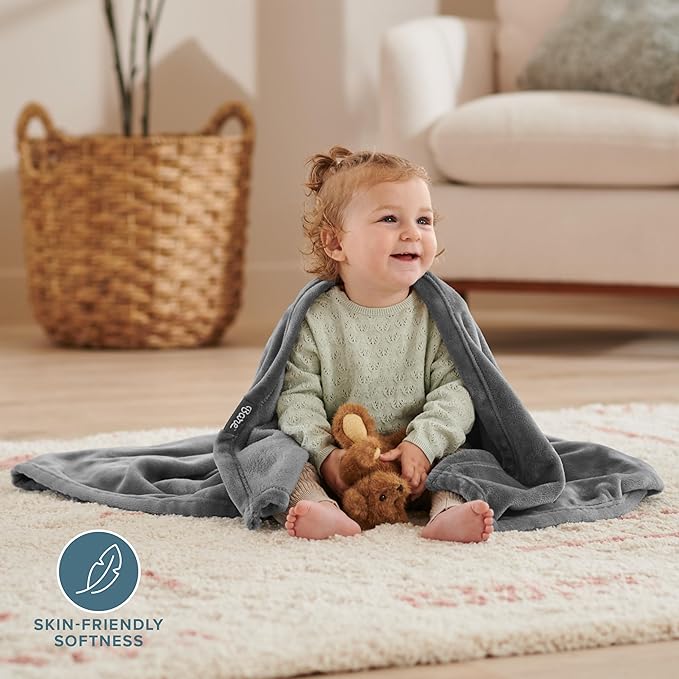 Bare Home Fleece Blanket - Baby Size - Ultra-Soft Lightweight for Bed, Sofa, and Couch - Luxury Microplush - Cozy Warm Blanket (Baby, Grey)