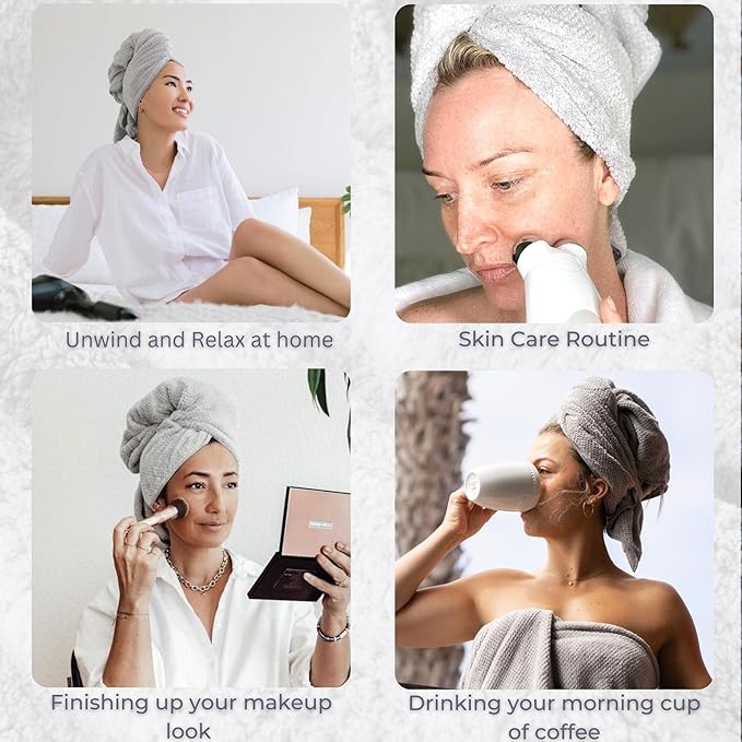 VOLO Super Hero XL Hair Towel - Ultra Soft, Quick Dry, Anti Frizz, Microfiber - Large Luna Gray