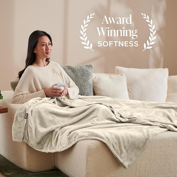 Bare Home Fleece Blanket - Throw Extra Long - Ultra-Soft Lightweight for Bed, Sofa, and Couch - Luxury Microplush - Cozy Warm Blanket (Throw XL, Oyster)