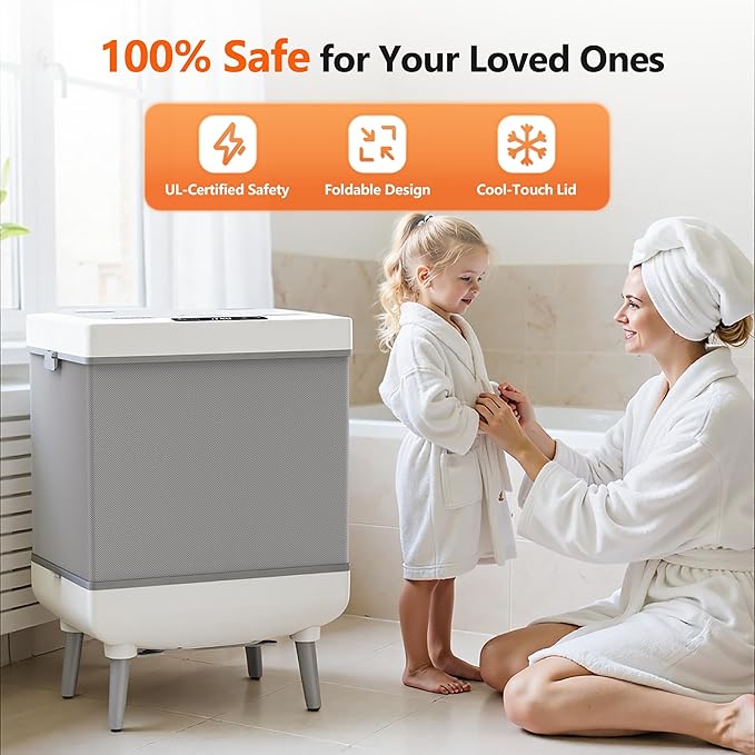kapebow 35L Luxury Foldable Towel Warmer, 600W Fast Heating, Auto Shut Off, Fits 3 Large Towels (45x70), Bathrobes & Blankets, Heat/Dry Modes, 24H Delay, Perfect for Bathroom, Spa, Home (UL Listed)