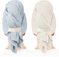ROLSHOL 2 Packs Large Microfiber Hair Towels for Women, Super Absorbent & Quick Dry Hair Towel Wrap for Curly Hair Long & Short Hair- Anti-Frizz Hair Turbans for Wet Hair (Blue/White) - 27.5''*39.4''