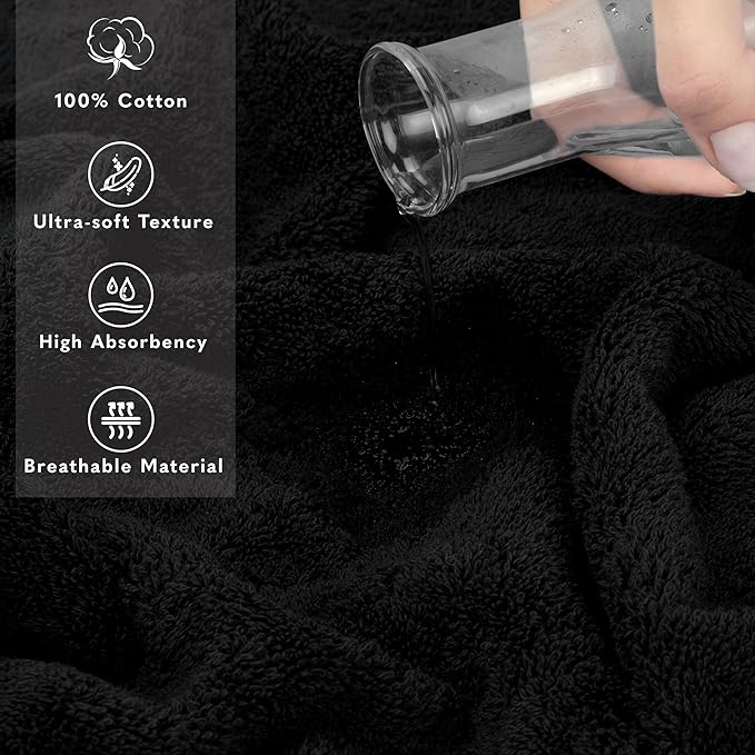 American Soft Linen 100% Cotton 600 GSM Turkish 40x80 Oversized Bath Towel Sheet, Extra Large Adult Towels for Bathroom, Black Bath Sheet