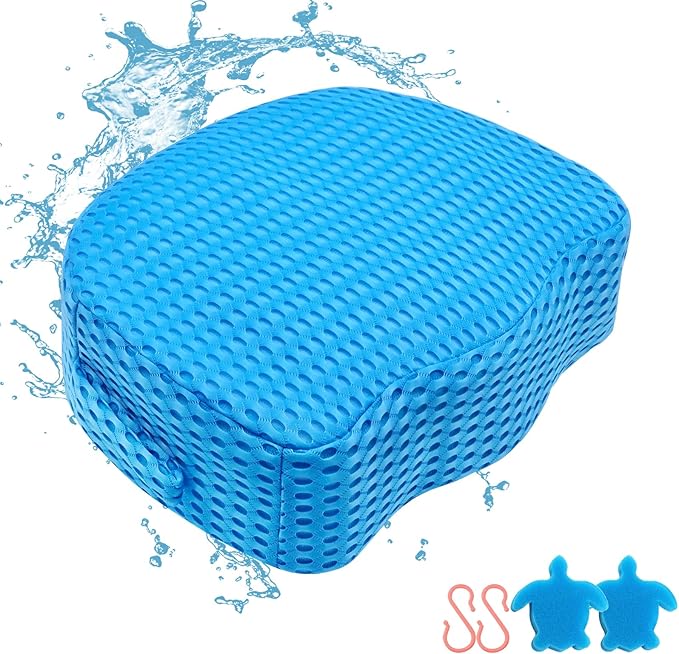 Hot Tub Booster Seat for Adults, Weighted 5" Extra Thick Spa Cushion, 4+ lbs Core Stays Submerged No Floating, 3D Air Mesh Quick Dry, Non-Slip Seat Riser for Jacuzzi, Bathtub & Outdoor Spa(Blue)