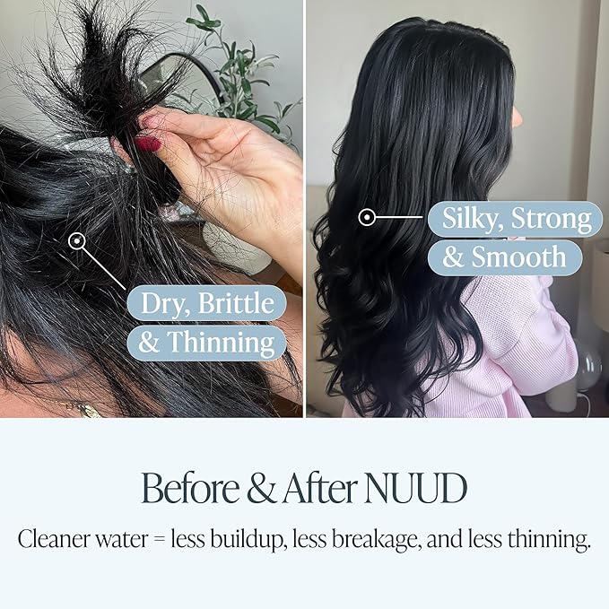 NUUD Filtered Shower Head - Removes Chlorine, Heavy Metals & Contaminants for Healthier Scalp Skin & Hair | Protects Colored Hair & Soothes Dry Skin - High Pressure Shower Head Filter - Chrome