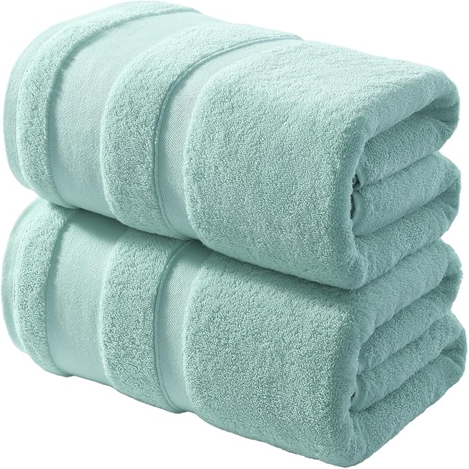 REDKISS 100% Cotton Bath Towels Set of 2, Extra Large Bath Sheets 35 X 70 Inches, 800G, Quick Dry, Ultra Soft & Super Absorbent Bathroom Towel Sets for Bathroom, Gym, Spa, Pool & Hotel, Blue
