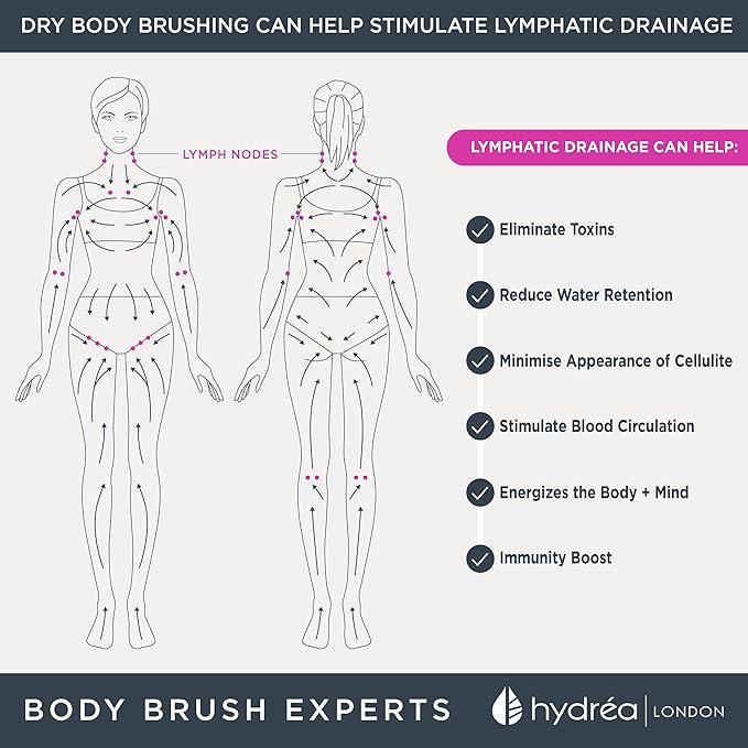 Hydrea London Dry Body Brush – Premium Exfoliating Dry Skin Brush Cactus Bristle, Vegan Dry Brush Cellulite Remover, Exfoliating Body Scrubber for Lymphatic Drainage, FSC® Certified Beechwood