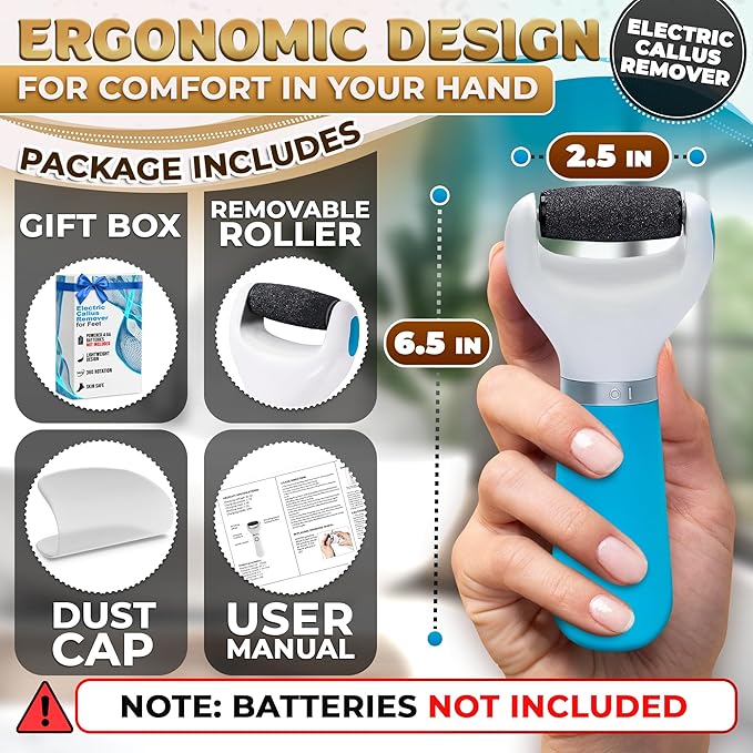 Electric Foot Callus Remover Tool | Batteries Not Included – High-Speed Foot Grinder with Easy-to-Replace Roller – On-the-Go Electric Callus Remover for Feet | Pedicure Tools for Feet Smoothing