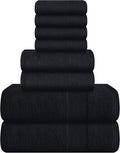 Belizzi Home 8 Piece Towel Set 100% Ring Spun Cotton, 2 Bath Towels 27x54, 2 Hand Towels 16x28 and 4 Washcloths 13x13 - Ultra Soft Highly Absorbent Machine Washable Hotel Spa Quality - Black