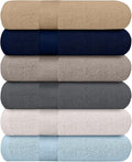 KAHAF Collection 6-Pack Bath Towels - Lightweight - Extra Absorbent - 100% Cotton - Shower towels (Multi, 27 inchesx54 inches)