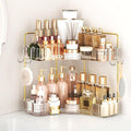 Corner Bathroom Counter Organizer 2 Tier Bathroom Organizers and Storage Countertop with Hooks Skin Care Exquisite Vanity Organizer Countertop Bathroom Storage Dresser, Kitchen-Clear