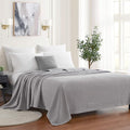 Sweet Home Collection 100% Fine Cotton Blanket Luxurious Weave Stylish Design Soft and Comfortable All Season Warmth, Full/Queen, Waffle Weave Silver