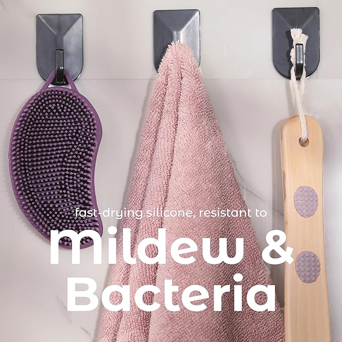 MainBasics Silicone Body Scrubber Dual-Sided Shower Loofah and Massaging Nodes (Purple, Massage)