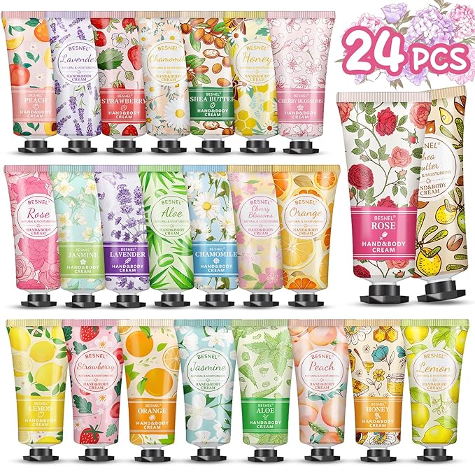 24 Pack Hand Cream Gift Set For Women, Mothers Day Gifts,Teacher Appreciation Gifts,Nurses Week Gift, Mini Hand Lotion Travel Size in Bulk for Dry Cracked Hands, Bridesmaid Gift,Party Favors