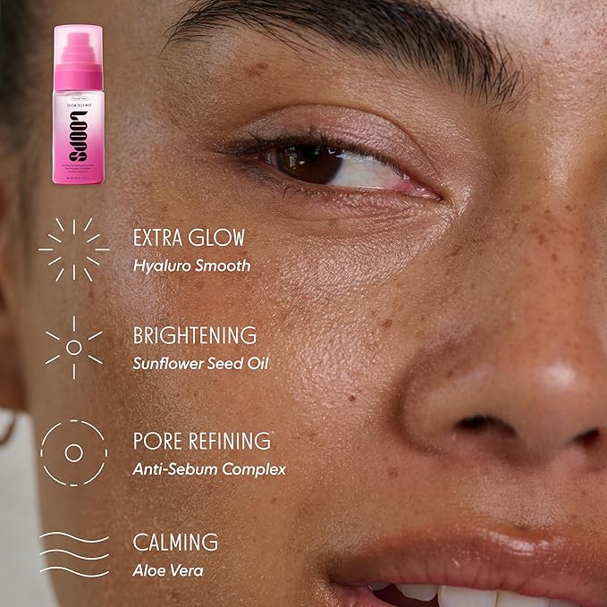 LOOPS Beauty Double Take Korean Jelly Mist – Radiance-Boosting Facial Spray with Sunflower Seed Oil and Hyalurosmooth – Hydrating & Pore-Refining Micro-Gel Mist for a Dewy Glow – 1.7 fl oz