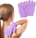MOLOPPO 2 PCS Exfoliating Glove, Scrub Gloves Exfoliating, loofah, Body Exfoliator, Bath Gloves（Purple Red）