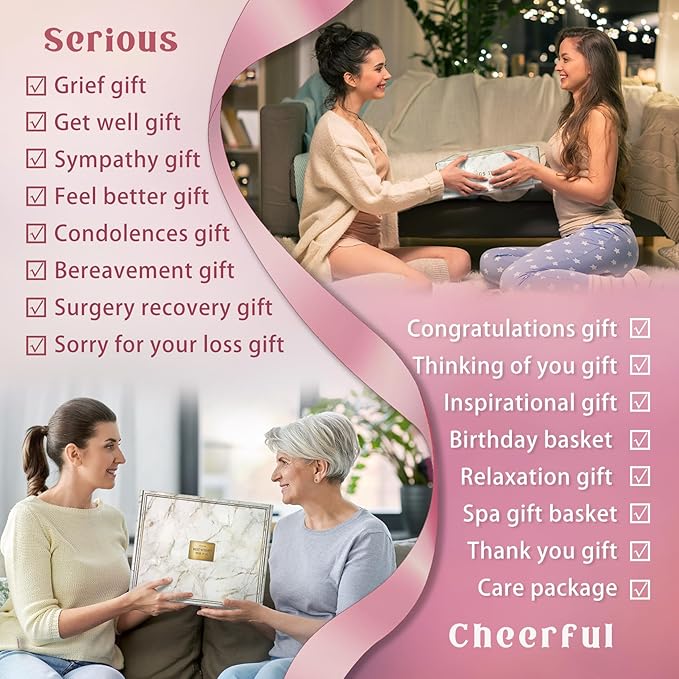 AHAGIFTREE Birthday Gifts,self Care,11PC Care Package with Moon Lamp,Get Well Soon Gift Baskets for Women After Surgery,Condolences Gift Basket for Loss,Sympathy Baskets for Friend,mom (Pink)
