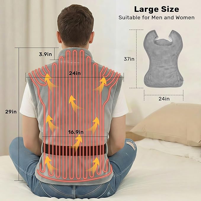 Extra Large Heating Pad for Neck, Shoulder, Back Pain Relief, 38" x 26" XXL Electric Heated Pad for Full Body, 3 Heat Settings, 11 ft Long Cord, Auto Shut Off King Size Heating Pad