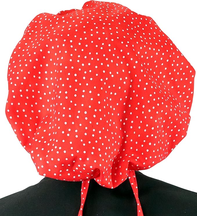 Sparkling EARTH Banded Bouffant Surgical Scrub Ponytail Working Caps and Built-in Sweatband - 100% Cotton - Made in The USA