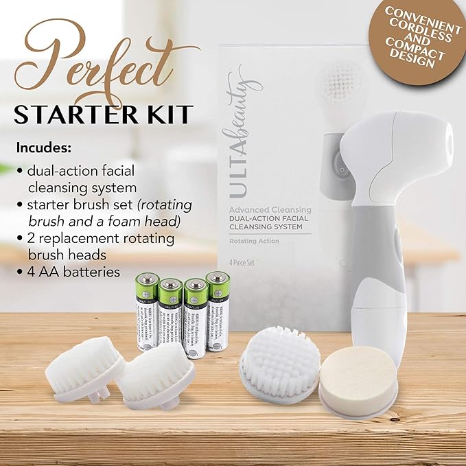 ULTA Beauty Advanced Cleansing Dual-Action Facial Cleansing System and One Set Replacement Brushes
