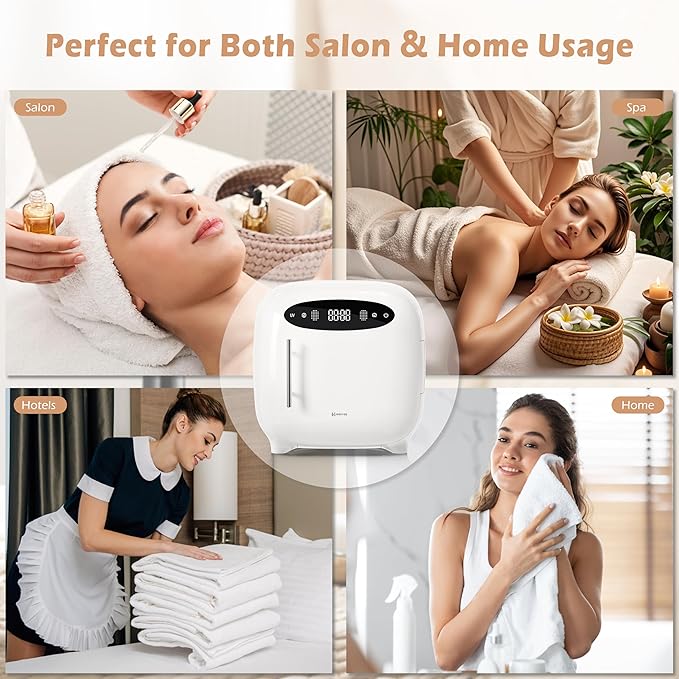 Keenray Hot Towel Warmer Cabinet, Professional Spa Towel Warmer with Digital Screen, Adjustable Timer and Delay, Customized Fragrance, Heat Dry & Wet Towels for Spa, Salon, Home 14 L Snow White