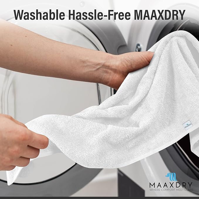 100% Cotton Hair Towel Wrap for Women, Men & Kids – Non-Microfiber 450 GSM Thick Super Absorbent Hair Towel 26x40 Inches, Secure Elastic Hair Wrap for Long & Curly Hair (White)