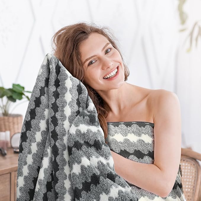 SmoothNovelty 16 Pack Microfiber Bath Towels Bulk 27'' x 60'' Oversized Size Bath Towel Highly Absorbent Extra Large Soft Drying for Beach Shower Summer Salon Sport Gym Party (Cone,Grey)