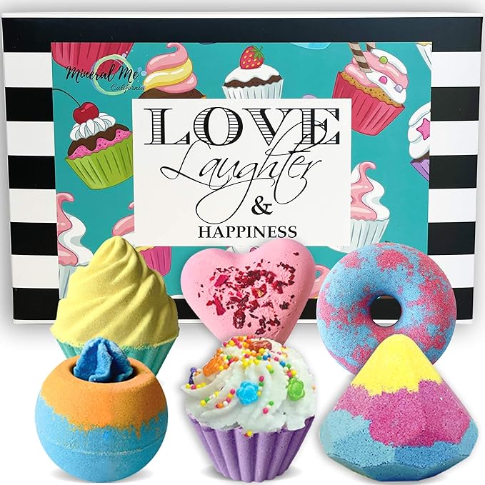 Bath Bombs Gift Set – Mothers Day Gift for Mom, 6 Organic Bathbombs w/Natural Ingredients, Aromatherapy Bubble Bath Fizzy for Kids, Teens, Women – Skin Moisturizing Bath Bombs for Girls Lush Spa Kit