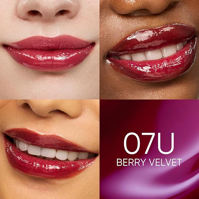 SKINTIFIC Peptide Brightening Lip Serum, Hydrating & Plumping Tinted Lip Gloss, Moisturizing Lip Balm with Polypeptides & Squalane for Glossy Sheer, Smooth Lips(07U Berry Velvet)