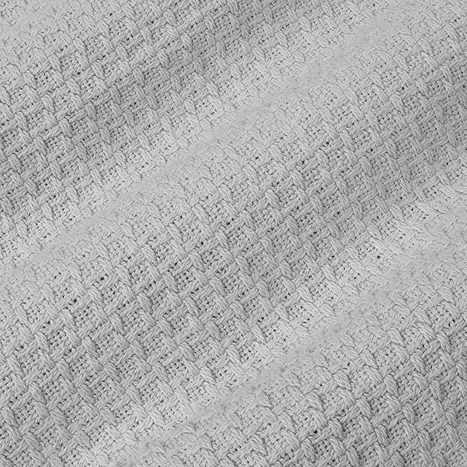 100% Fine Cotton Blanket Luxurious Weave Stylish Design Soft and Comfortable All Season Warmth, Full/Queen, Silver (Pack of 6)