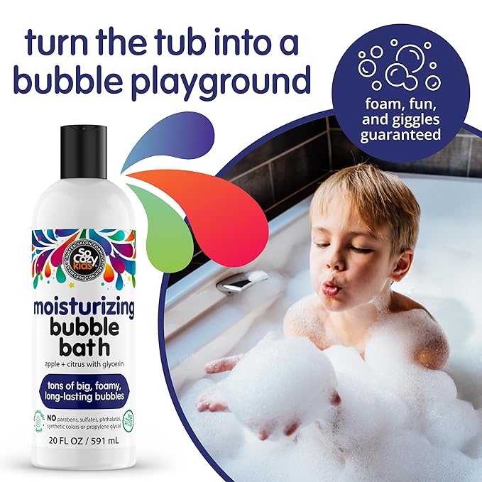 SoCozy Moisturizing Bubble Bath for Kids, Apple & Citrus Scent, with Aloe Vera and Glycerin, 20 FL OZ