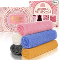 5 Pieces African Net Sponge – Deep Cleansing & Exfoliating Mesh for Glowing Skin – Stretchable, Quick-Dry Material for Daily Shower Use (Black, Blue, Pink, White, Orange)